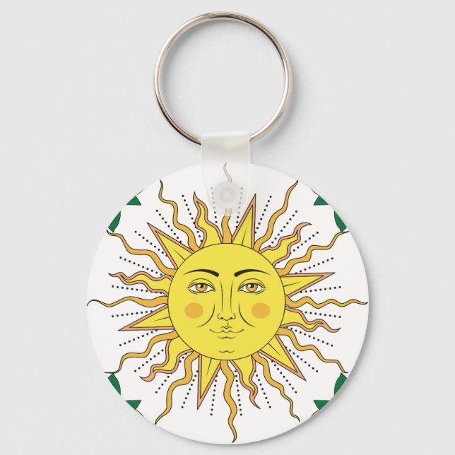 Llavero Frutas de limón tropical, cara de sol. (Anverso)