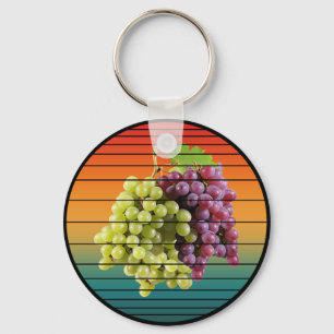 Llavero Frutas de uva vintage comida saludable vegana