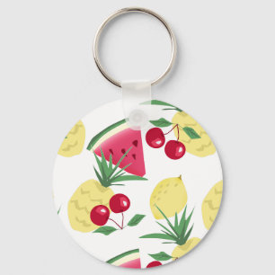 Llavero Frutas y bayas claras en blanco.
