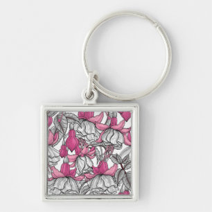 Llavero Fuchsia en blanco y rosa
