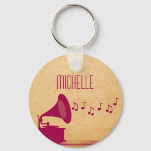 Llavero Fuchsia Vintage Gramophone Keychain