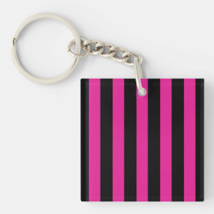 Llavero Fuchsia y rayas de caramelo negro