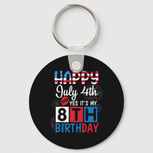Llavero Fuego feliz 4 de julio Sí es mi octavo cumpleaños 