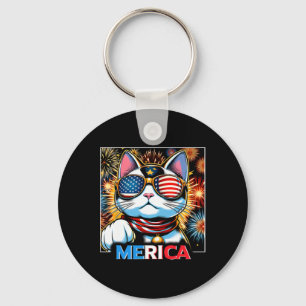 Llavero Fuegos artificiales Patriótico Maneki Neko Cat Mer
