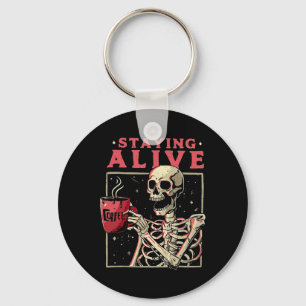 Llavero Fun Halloween Estando viva Coffee Skeleton Stay S