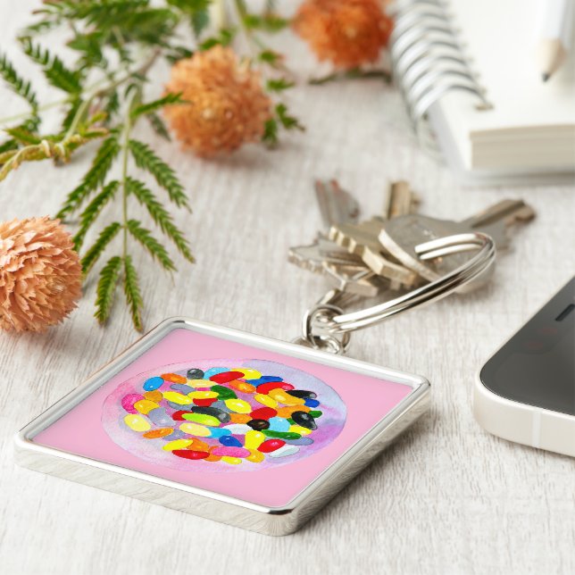 Llavero Fun jelly caramelos frijoles acuarela (Lado)