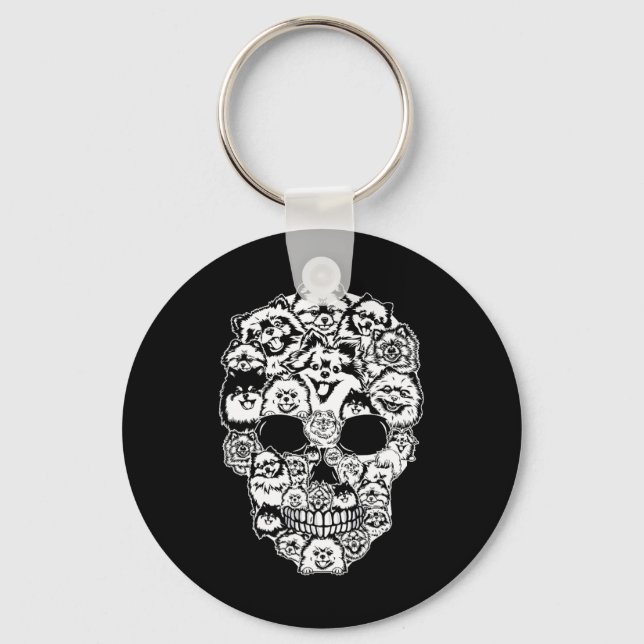 Llavero Fun Pomeranian Skull Dog Skeleton Halloween (Anverso)