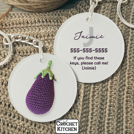 Llavero Fun Purple Modern Crochet Mínimo Cochet Eggplant N