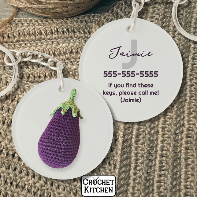 Llavero Fun Purple Modern Crochet Mínimo Cochet Eggplant N (Subido por el creador)