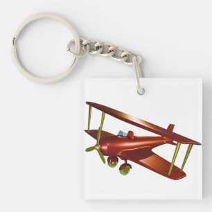 Llavero Fun Red Bi-plane Aviation Aerospace Flight