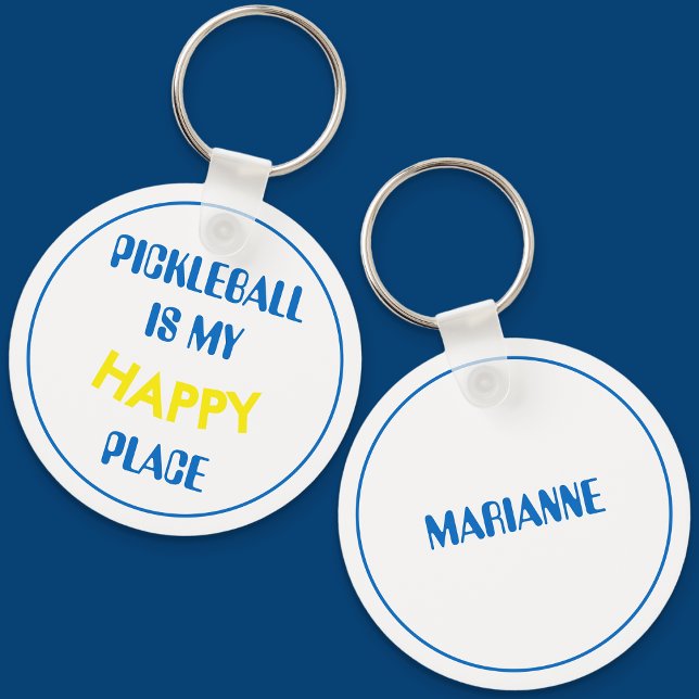 Llavero Fun Retro Pickleball Is My Happy Place (Blue Pickleball Keyring)