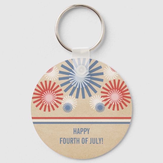 Llavero Funky 4 de julio Fireworks & Stripes Keychain (Anverso)