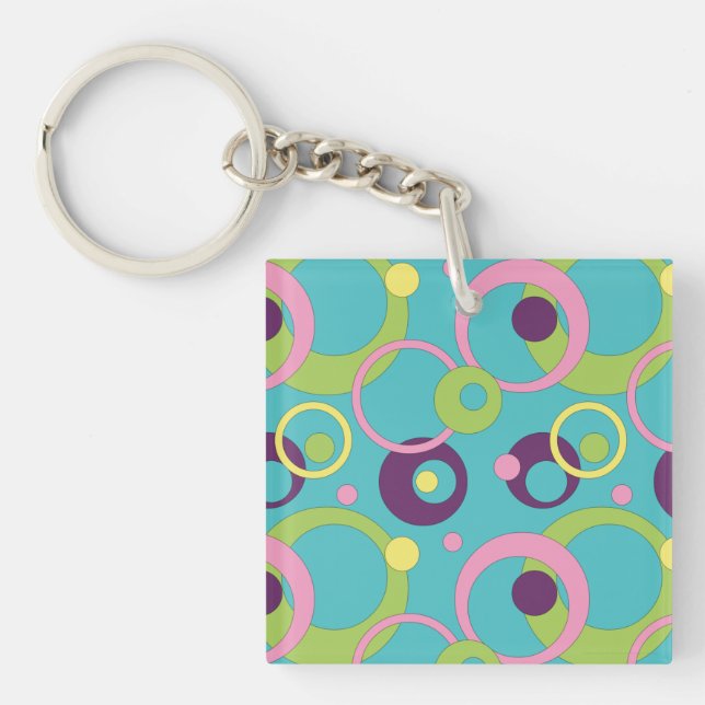 Llavero Funky Blue Circles Keychain acrílico (Frente)