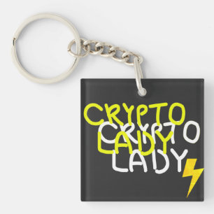 Llavero Funky Crypto Lady Energy Power Rótulo