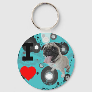 Llavero funky lindo amante del perro me encanta pug
