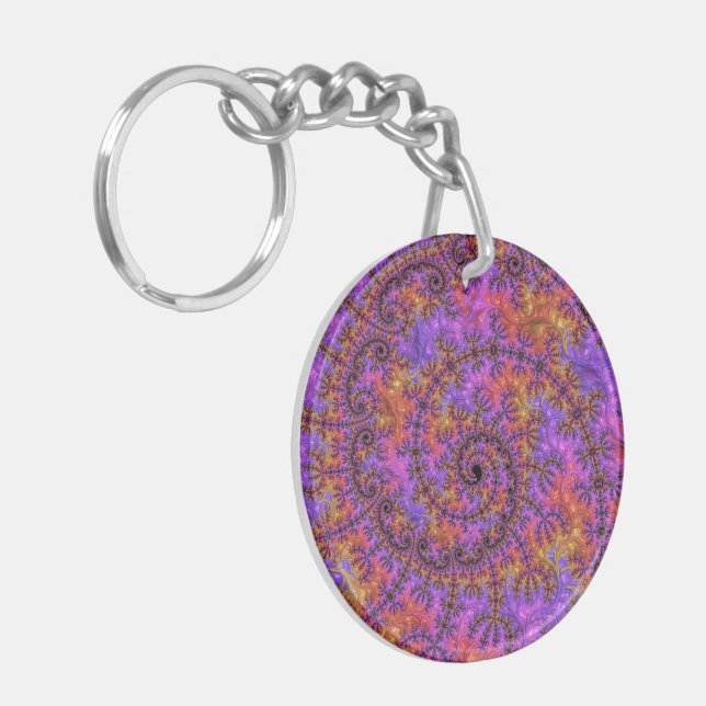 Llavero Funky Trippy Colorante vibrante espiral fractal (Frente Izquierda)