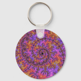 Llavero Funky Trippy Colorido Vibrante Fractal en Espiral