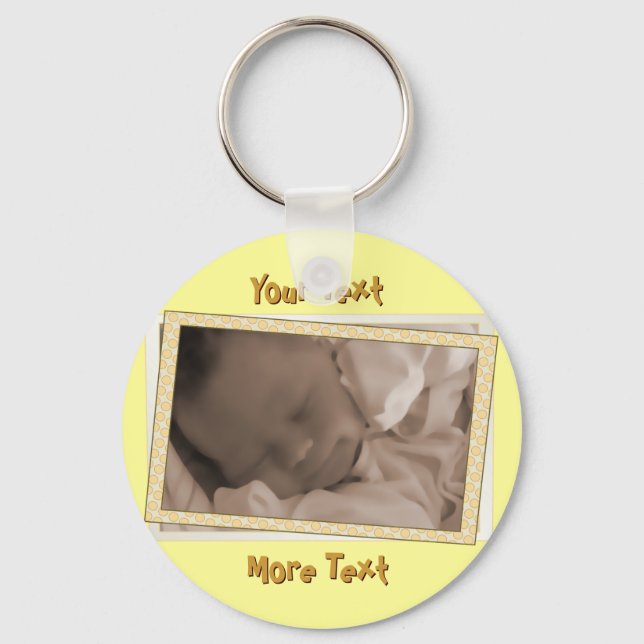 Llavero Funky Yellow Polka Dot Frame Keychain (Anverso)
