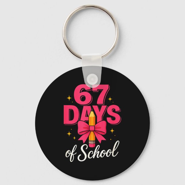 Llavero Funny 67 Days Of School Pencil Bow Design  (Anverso)