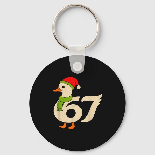 Llavero Funny 67 Goose Christmas 6 7 Meme Duck Santa Hat F (Anverso)