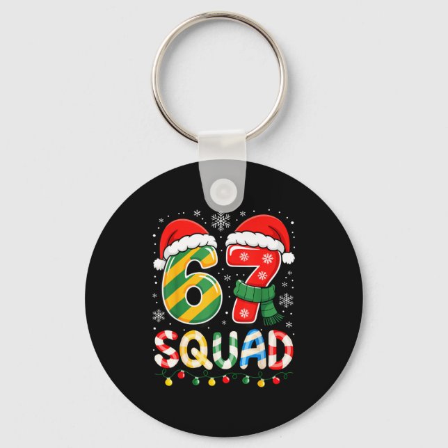 Llavero Funny 67 Squad Candy Cane Santa Hat Christmas Men  (Anverso)