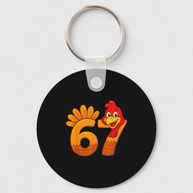 Llavero Funny 67 Thanksgiving Turkey Face 67 Number  (Anverso)