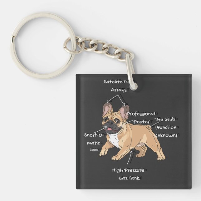 Llavero Funny Anatomy of a French Bulldog Illustration (Frente)