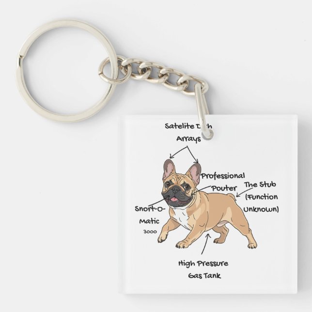 Llavero Funny Anatomy of a French Bulldog Illustration (Frente)