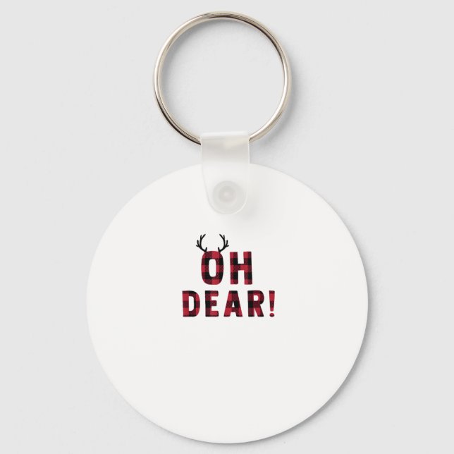 Llavero Funny Attitude Oh Dear Plaid Deer CreativeKeychain (Anverso)