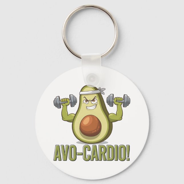 Llavero Funny Avo-Cardio Aguacate Fitness Design (Anverso)