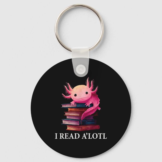 Llavero Funny Axolotl Book Lover Librarian Reading Library (Anverso)