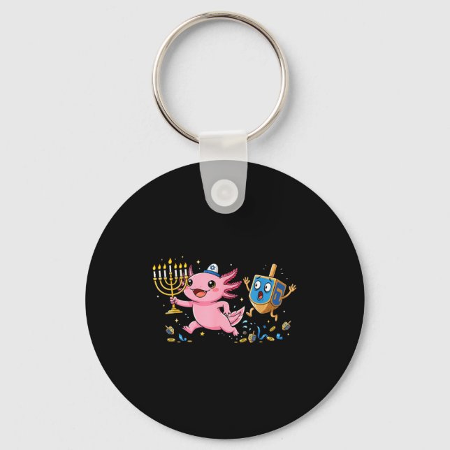 Llavero Funny Axolotl Dreidel Menorah Hanukkah Kids Womens (Anverso)