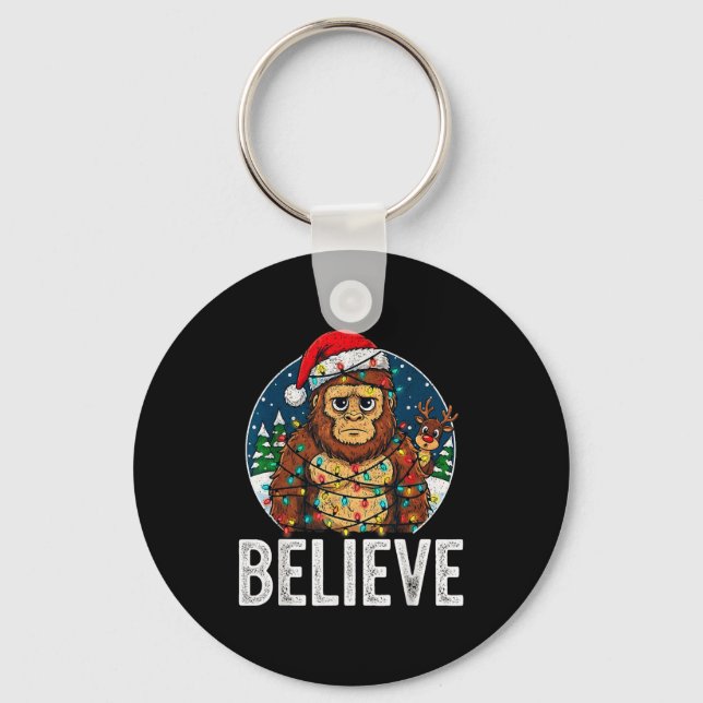Llavero Funny Bigfoot Believe Christmas Sasquatch Santa Fo (Anverso)