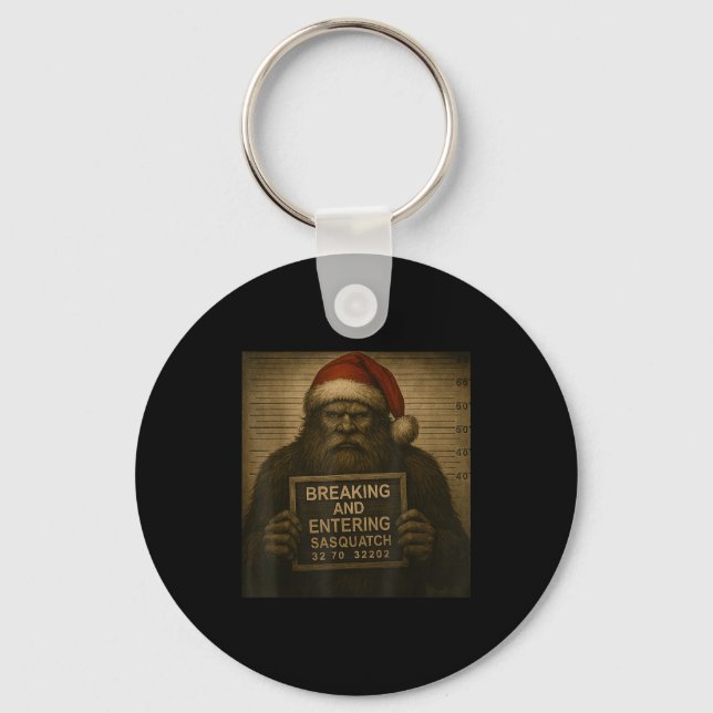 Llavero Funny Bigfoot Christmas – Xmas Sasquatch Mugshot  (Anverso)