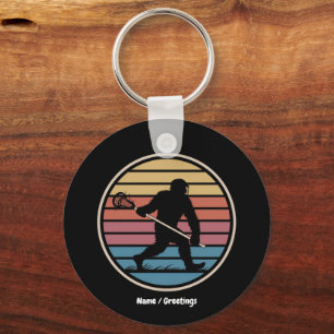 Llavero Funny Bigfoot Sasquatch Lacrosse Vintage Sunset