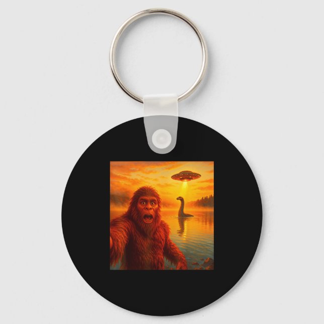 Llavero Funny Bigfoot Selfie With Loch Ness Monster And Uf (Anverso)