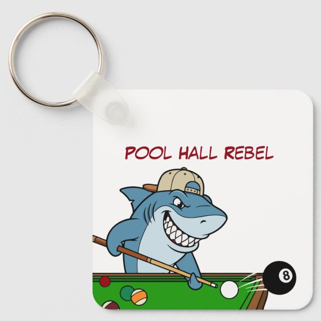 Llavero Funny Billiards Shark Pool Hall Rebel Keychains (Anverso)