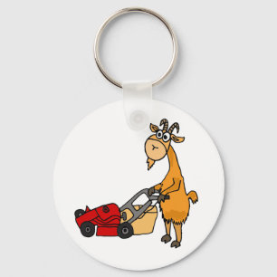 Llavero Funny Billy Goat Pushing Lawn Mower Personalizado