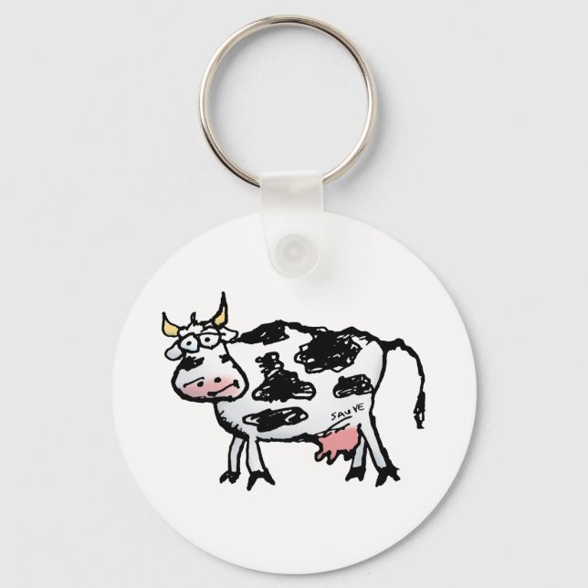 Llavero Funny Black and White Cow Personalizado (Anverso)