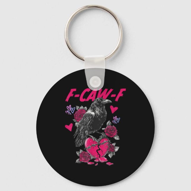 Llavero Funny Black Bird F-caw-f Anti Valentines Day Singl (Anverso)