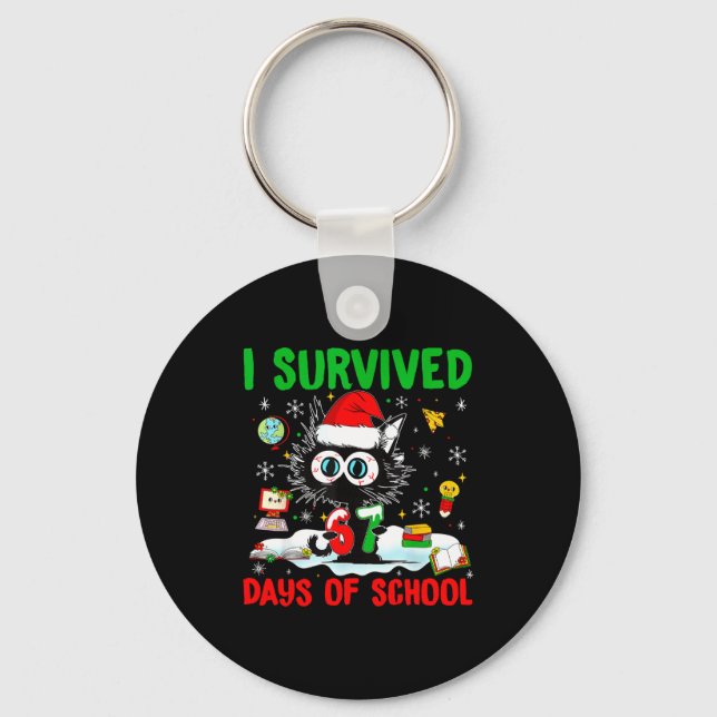 Llavero Funny Black Cat Christmas I Survived 67 Days Of Sc (Anverso)