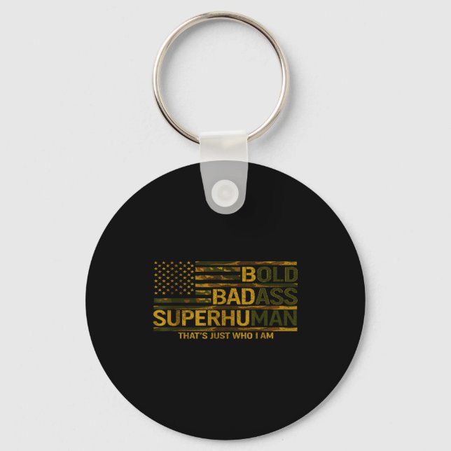 Llavero Funny Bold Bad Superhuman Fathers Day Gag Gift Gra (Anverso)