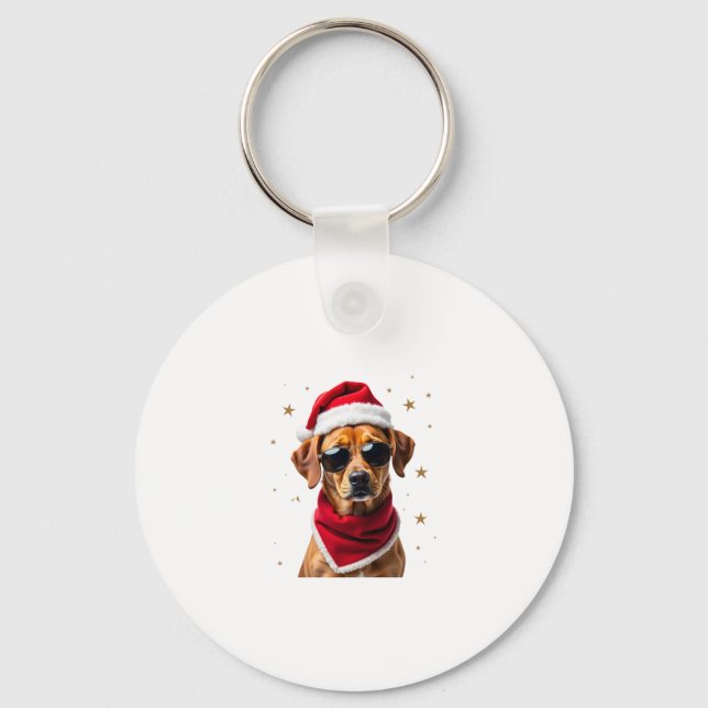 Llavero Funny Boxer Dog Christmas Lights Xmas Outfit Pajam (Anverso)