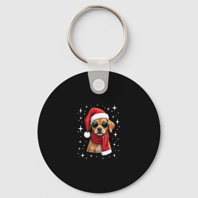 Llavero Funny Boxer Dog Christmas Lights Xmas Outfit Pajam (Anverso)