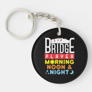 Llavero Funny Bridge Player por la mañana y por la noche