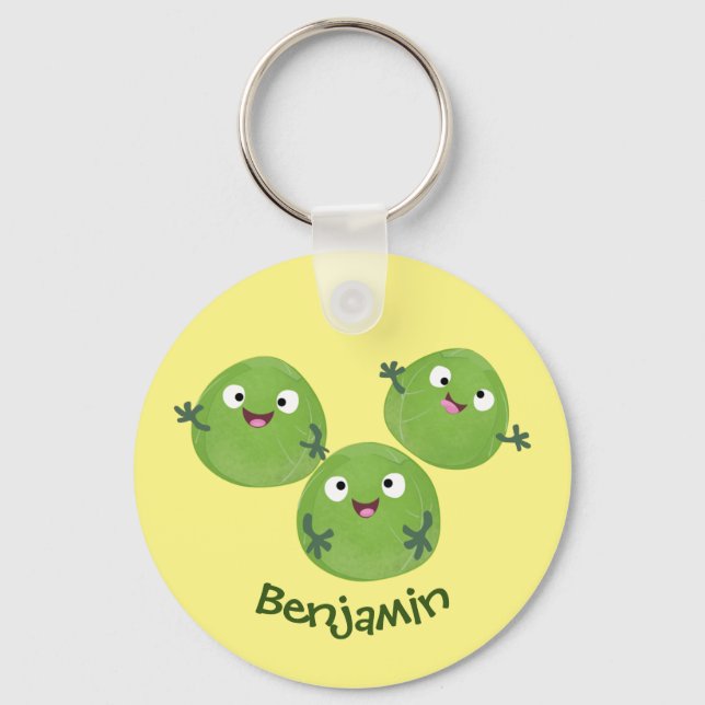 Llavero Funny Brussels brota personalizado de verduras (Anverso)