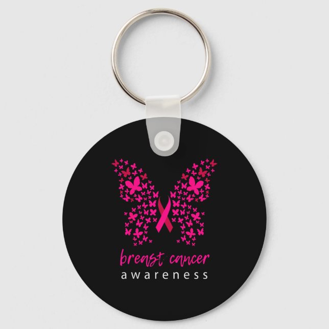 Llavero Funny Butterfly Breast Cancer Awareness Ribbon  (Anverso)