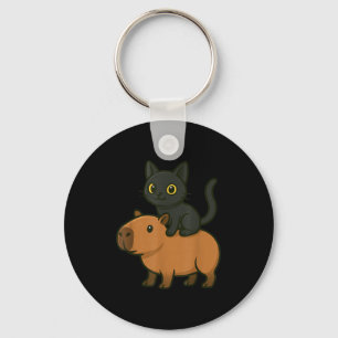 Llavero Funny Capybara Black Cat Lover Mamá Papá Niños