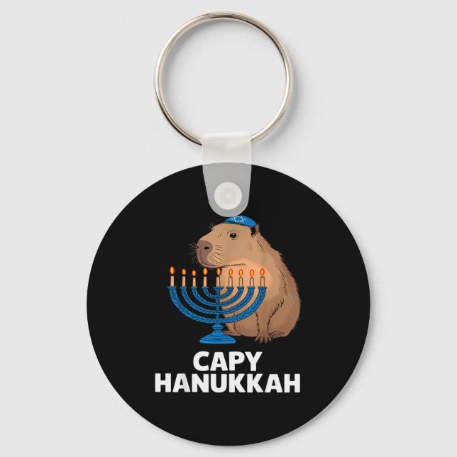 Llavero Funny Capybara Happy Hanukkah Chanukah Jewish Men  (Anverso)