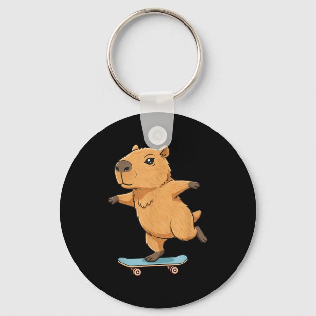 Llavero Funny Capybara Skater Skateboard Ballerina Zoo Boy (Anverso)